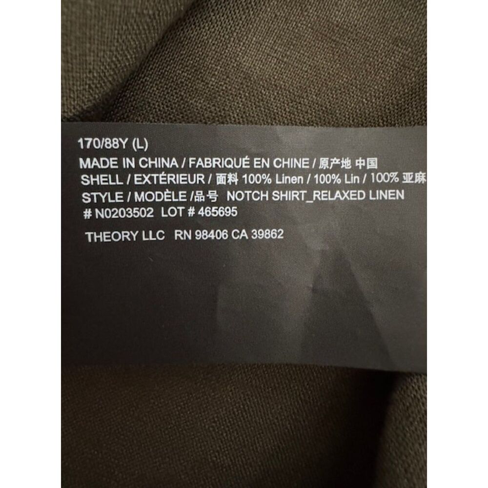 NWOT Theory Notched Collar Relaxed Linen button down shirt, size L - Picture 7 of 7